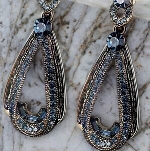 Anthropologie Blue and Silver Teardrop Earrings